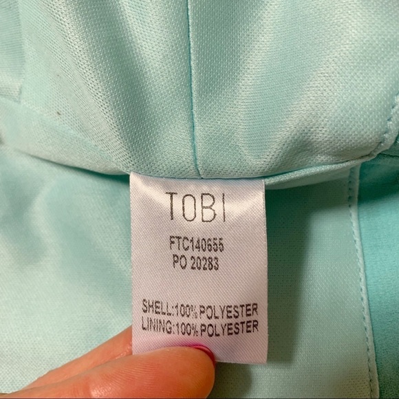 TOBI Perfect Manhattan Crop Top Scalloped Halter Turquoise Blue - Picture 11 of 13